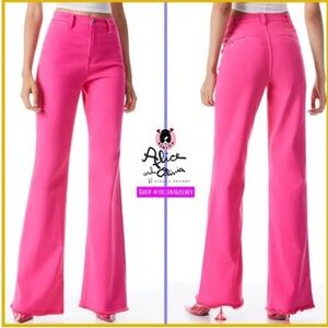 Alice + Olivia pink wide legged jeans waist size 30